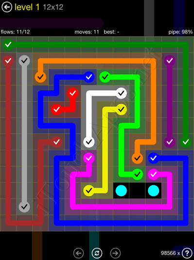 Flow Game 12x12 Mania Pack Level 1 Solution