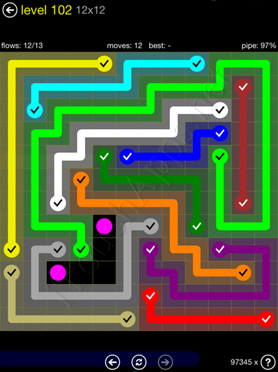 Flow Game 12x12 Mania Pack Level 102 Solution