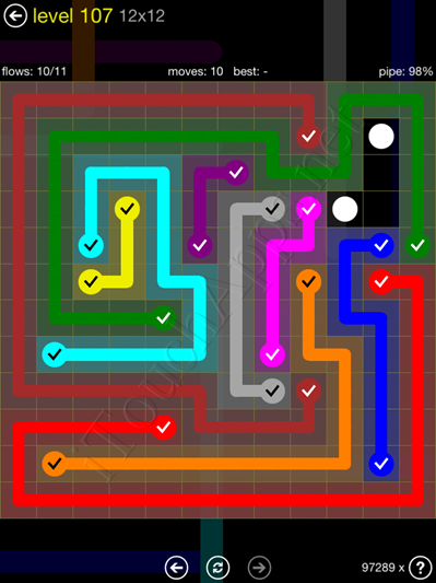 Flow Game 12x12 Mania Pack Level 107 Solution