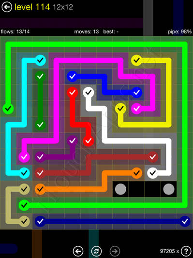 Flow Game 12x12 Mania Pack Level 114 Solution