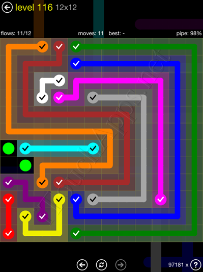 Flow Game 12x12 Mania Pack Level 116 Solution