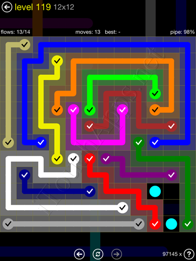 Flow Game 12x12 Mania Pack Level 119 Solution