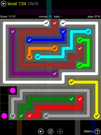 Flow Game 12x12 Mania Pack Level 134 Solution