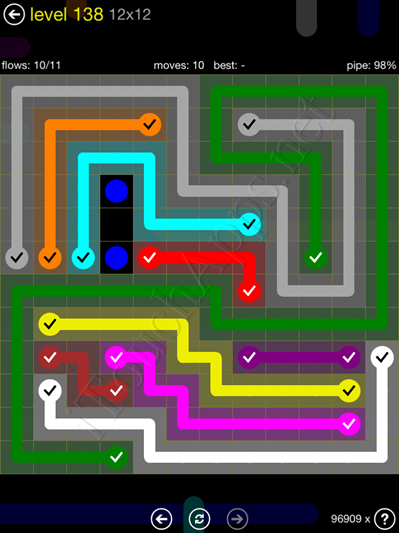 Flow Game 12x12 Mania Pack Level 138 Solution