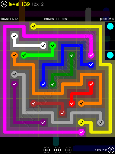 Flow Game 12x12 Mania Pack Level 139 Solution