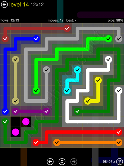 Flow Game 12x12 Mania Pack Level 14 Solution