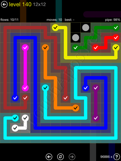 Flow Game 12x12 Mania Pack Level 140 Solution