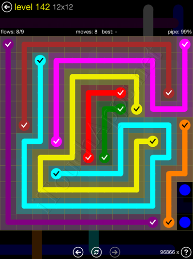 Flow Game 12x12 Mania Pack Level 142 Solution