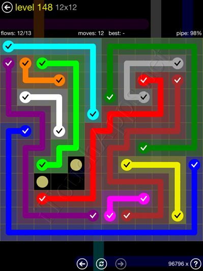 Flow Game 12x12 Mania Pack Level 148 Solution