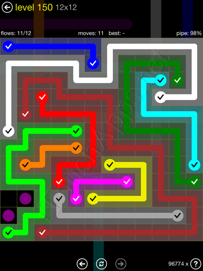 Flow Game 12x12 Mania Pack Level 150 Solution