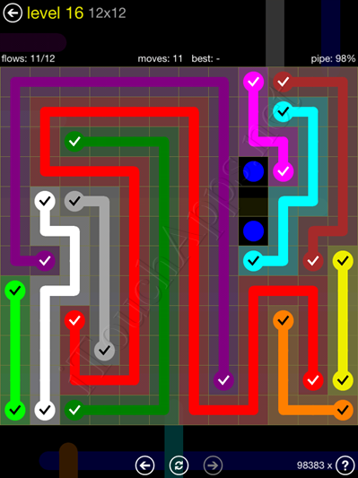 Flow Game 12x12 Mania Pack Level 16 Solution