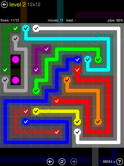 Flow Game 12x12 Mania Pack Level 2 Solution