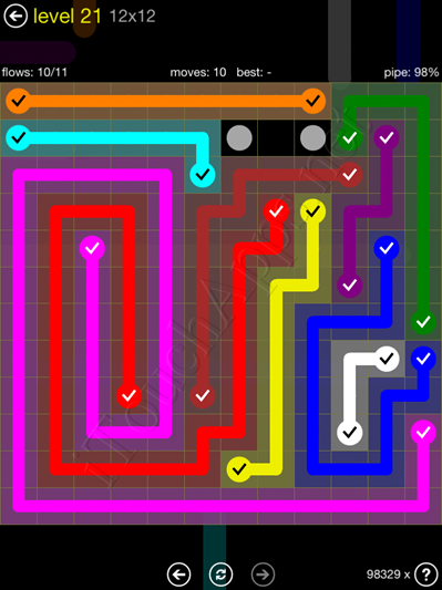 Flow Game 12x12 Mania Pack Level 21 Solution