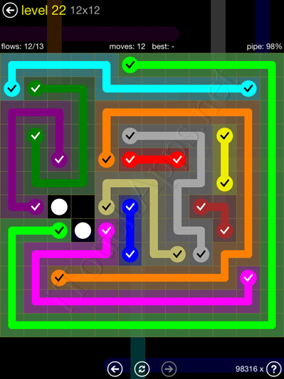 Flow Game 12x12 Mania Pack Level 22 Solution