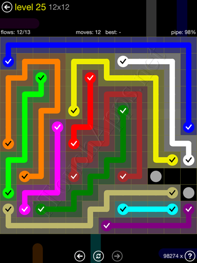 Flow Game 12x12 Mania Pack Level 25 Solution