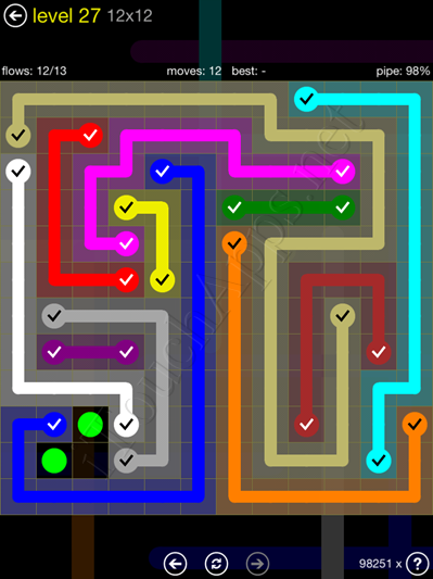 Flow Game 12x12 Mania Pack Level 27 Solution
