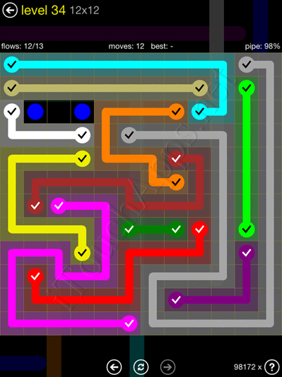 Flow Game 12x12 Mania Pack Level 34 Solution