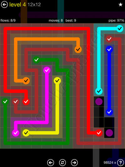 Flow Game 12x12 Mania Pack Level 4 Solution