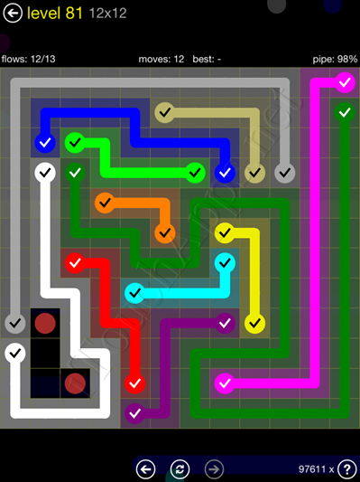 Flow Game 12x12 Mania Pack Level 81 Solution