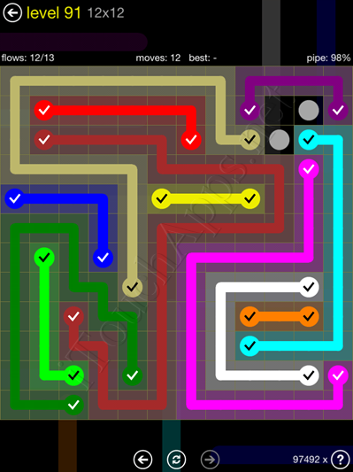 Flow Game 12x12 Mania Pack Level 91 Solution