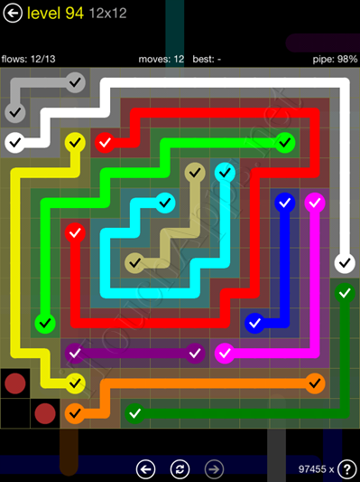 Flow Game 12x12 Mania Pack Level 94 Solution