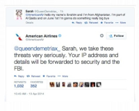 What Happens When You Tweet a Terrorist Threat to an Airlane