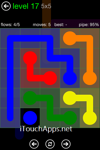 Flow Green Pack 5 x 5 Level 17 Solution