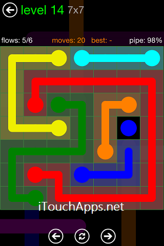 Flow Green Pack 7 x 7 Level 14 Solution