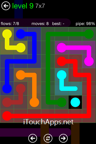Flow Green Pack 7 x 7 Level 9 Solution