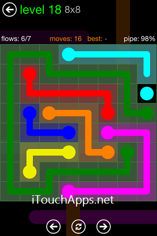 Flow Green Pack 8 x 8 Level 18 Solution