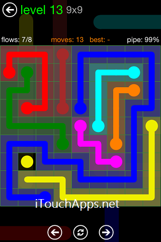 Flow Green Pack 9 x 9 Level 13 Solution