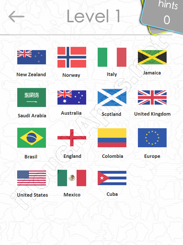 flags quiz answers: level 1 part 2