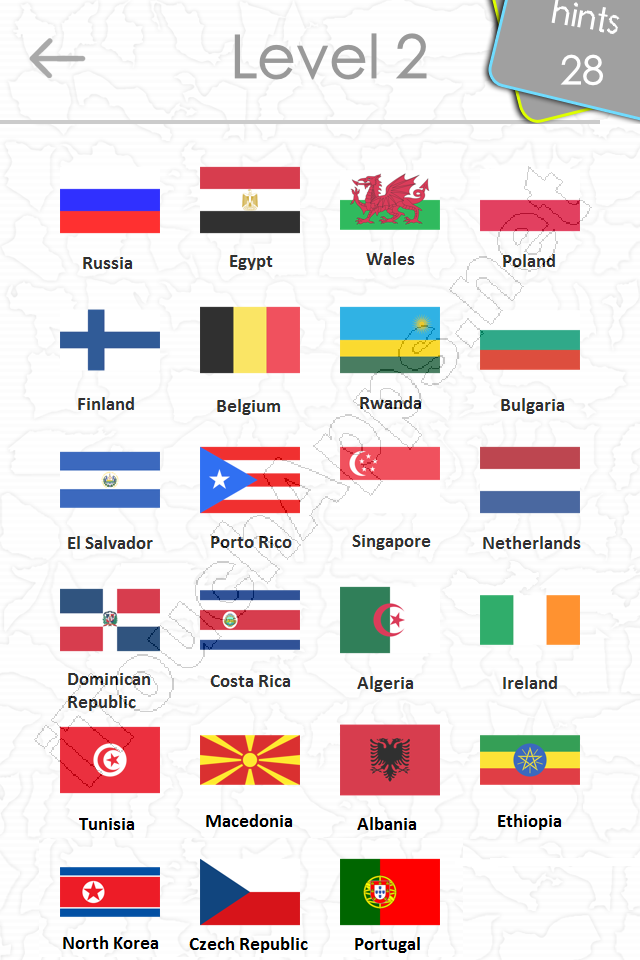 flags quiz answers: level 2 part 2