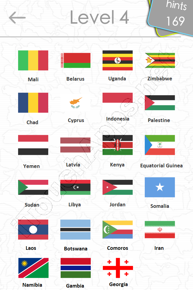 flags quiz answers: level 4 part 2
