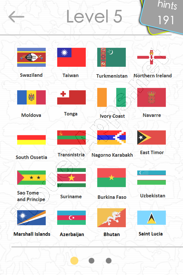 flags quiz answers: level 5 part 1