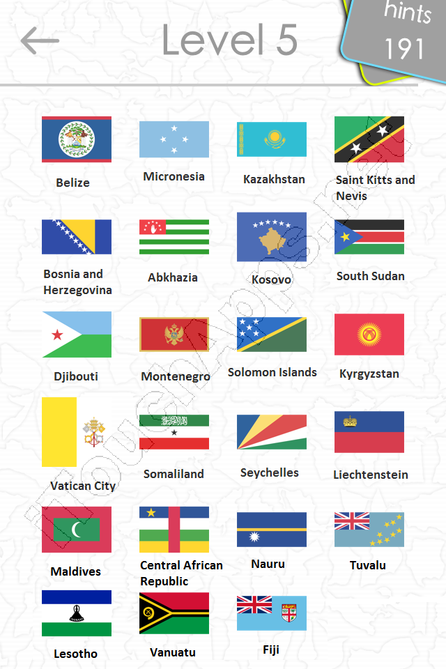 flags quiz answers: level 5 part 2