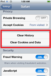 Clear Safari Cookies - How to Free Up Space on Ipod Touch