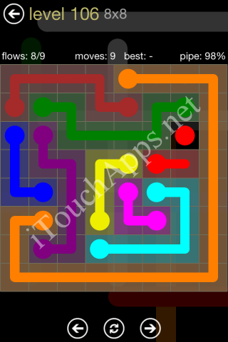 Flow Game 8x8 Mania Pack Level 106 Solution