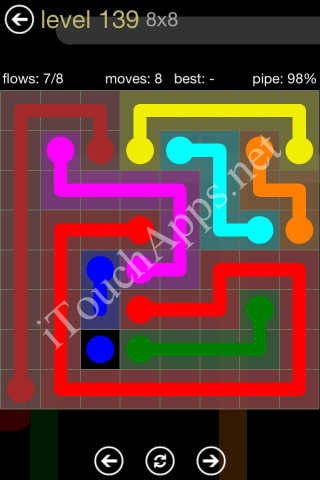 Flow Game 8x8 Mania Pack Level 139 Solution
