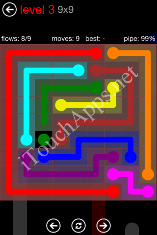 Flow Game 9x9 Mania Pack Level 3 Solution