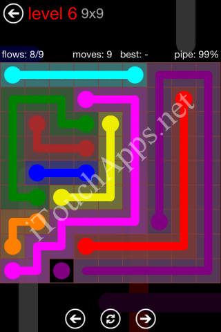 Flow Game 9x9 Mania Pack Level 6 Solution
