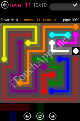 Flow Pink Pack 10 x 10 Level 11 Solution