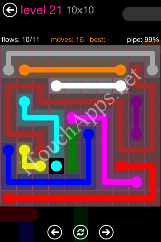 Flow Pink Pack 10 x 10 Level 21 Solution