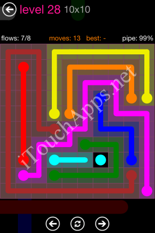 Flow Pink Pack 10 x 10 Level 28 Solution