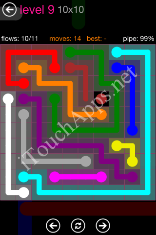 Flow Pink Pack 10 x 10 Level 9 Solution