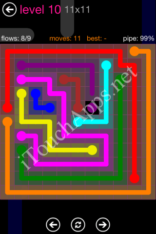 Flow Pink Pack 11 x 11 Level 10 Solution