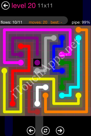 Flow Pink Pack 11 x 11 Level 20 Solution