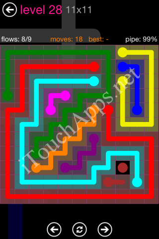 Flow Pink Pack 11 x 11 Level 28 Solution