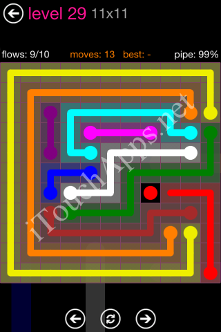 Flow Pink Pack 11 x 11 Level 29 Solution