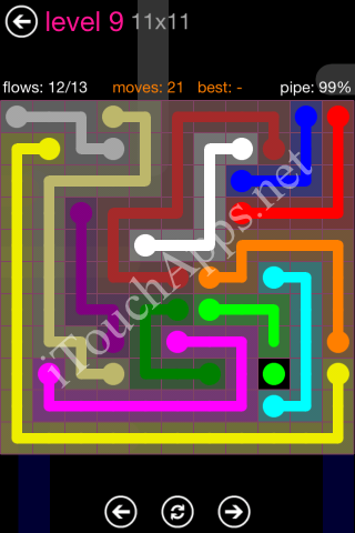 Flow Pink Pack 11 x 11 Level 9 Solution